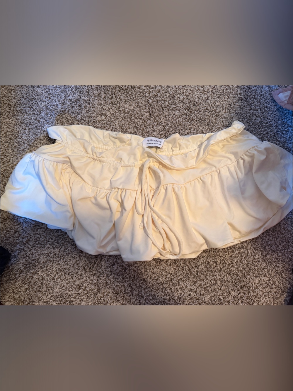 Peppermayo Pale Yellow Ruffle Skort with Drawstring